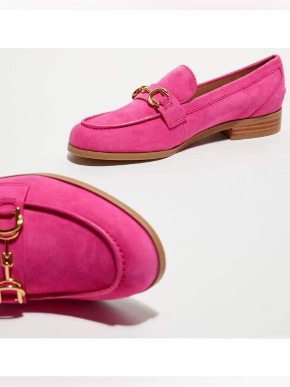 NWT STUART WEITZMAN Owen Buckle Loafer in Peonia Hot Pink Size 7 - Picture 4 of 12